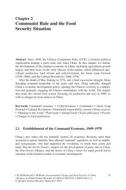 Communist Rule and the Food Security Situation