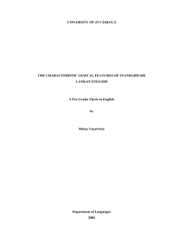 UNIVERSITY OF JYV&Auml;SKYL&Auml; THE CHARACTERISTIC LEXICAL