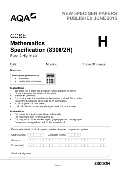 GCSE Mathematics (8300) Specimen question paper Paper 2