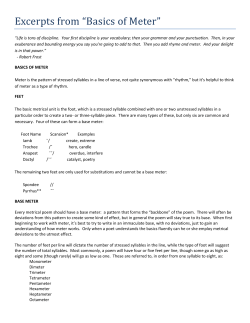 Excerpts from &ldquo;Basics of Meter&rdquo;