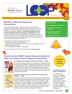 Building a Safe and Supportive Environment Check Out the CASRC