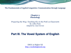 Part III. The Vowel System of English