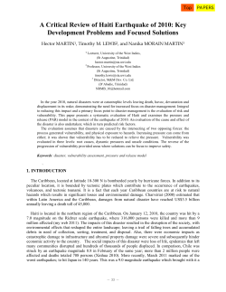 A Critical Review of Haiti Earthquake of 2010: Key