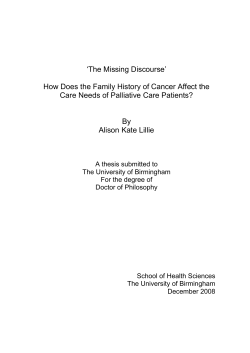 How does the family history of cancer affect the care needs of