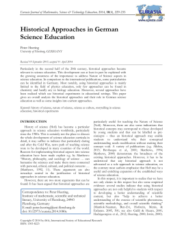 Historical Approaches in German Science Education
