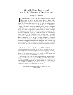 Grenfell, Hunt, Breccia, and the Book Collections of Oxyrhynchus