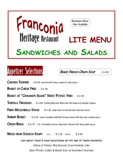 Appetizer Selections - Franconia Heritage Restaurant