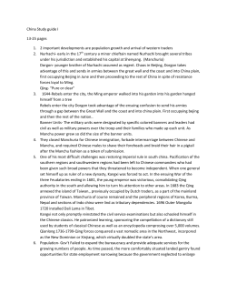China Study guide I 13-25 pages 1. 2 important developments are