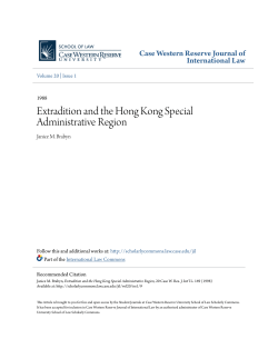 Extradition and the Hong Kong Special Administrative Region