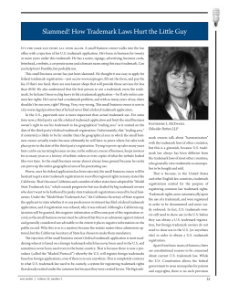 Slammed! How Trademark Laws Hurt the Little Guy, by Katherine L