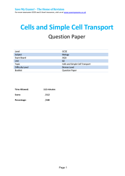 Cells and Simple Cell Transport