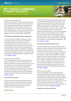 English Language Arts Health and Life Skills Mathematics Physical