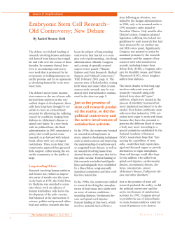 Embryonic Stem Cell Research - Old Controversy