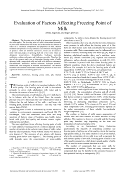 Evaluation of Factors Affecting Freezing Point of Milk