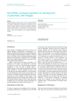 microRnAs: emerging regulators for development of pancreatic islet