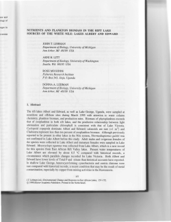 nutrients and plankton biomass in the rift lake sources of the weite