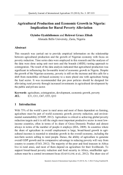 Agricultural Production and Economic Growth in