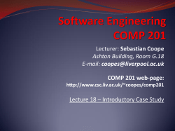 SE Methods, UML Origins and OO reminder