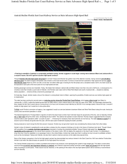 2010 May 4 - The Transport Politic - Amtrak Studies FEC RR Service