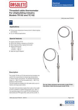 Threaded cable thermometer For shipbuilding industry Models