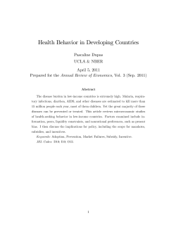 Health Behavior in Developing Countries