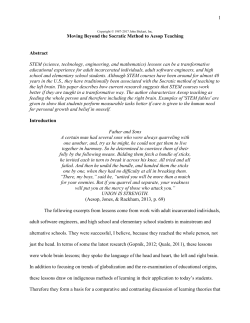 1 Moving Beyond the Socratic Method to Aesop Teaching Abstract