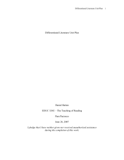 Differentiated Literature Unit Plan