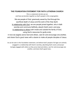 THE FOUNDATION STATEMENT FOR FAITH LUTHERAN