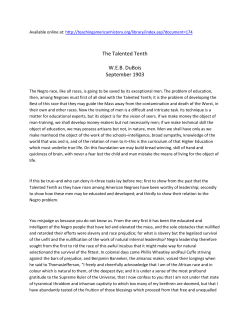 The Talented Tenth W.E.B. DuBois September 1903