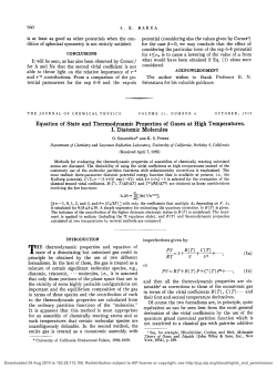 Equation of State and Thermodynamic Properties of Gases at