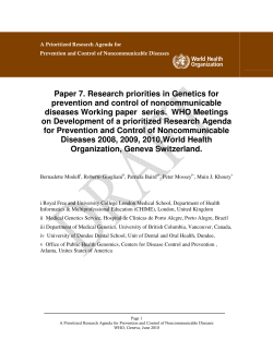 Paper 7. Research priorities in Genetics for prevention and control of