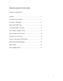 1 THE DON QUIXOTE STUDY GUIDE TABLE OF CONTENTS