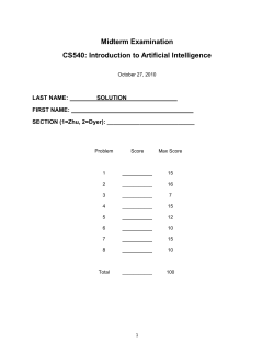 Midterm Examination CS540: Introduction to Artificial