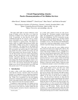 Passive Deanonymization of Tor Hidden Services