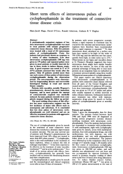 Short term effects of intravenous pulses of cyclophosphamide inthe