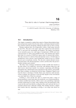 The skin`s role in human thermoregulation and