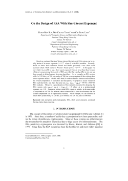 On the Design of RSA With Short Secret Exponent