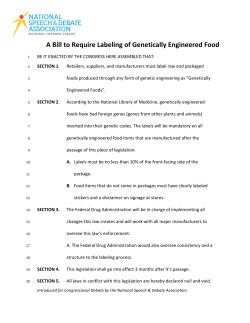 A Bill to Require Labeling of Genetically Engineered Food