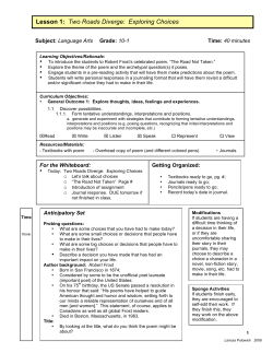 Lesson 1: Two Roads Diverge: Exploring Choices