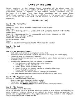 LAWS OF THE GAME - Moore County YMCA