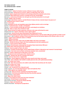 PAP WORLD HISTORY FALL SEMESTER EXAM &ndash; REVIEW