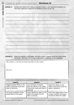 A recipe for gothic horror (part two) &ndash; Worksheet 10