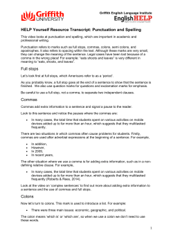 HELP Yourself Resource Transcript: Punctuation and Spelling Full