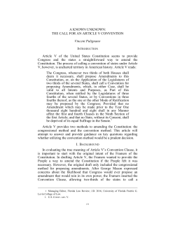 A Known Unknown: The Call for an Article V Convention