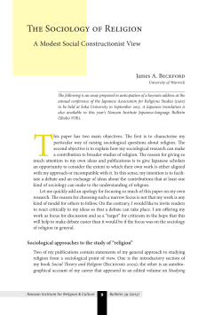 The Sociology of Religion - Nanzan Institute for Religion and Culture