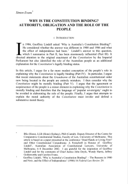 Evans, Simon --- "Why is the Constitution Binding? Authority