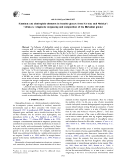 Rhenium and chalcophile elements in basaltic glasses from Ko`olau