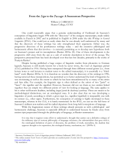 From the Sign to the Passage: A Saussurean