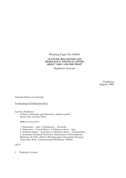 Culture, Relativism and Democracy: Political Myths About `Asia