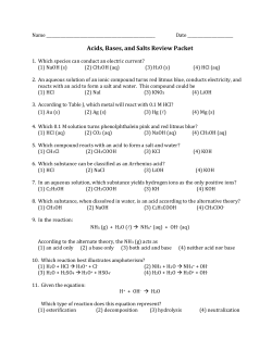 Acids, Bases, and Salts Review Packet